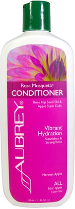 Aubrey Organics, Rosa Mosqueta Conditioner, Vibrant Hydration, Harvest Apple, 11 fl oz (325 ml) ,حمام، الجمال، مكيفات، الشعر، فروة الرأس، الشامبو، مكيف