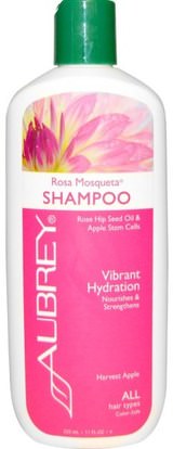 Aubrey Organics, Rosa Mosqueta Shampoo, Vibrant Hydration, All Hair Types, 11 fl oz (325 ml) ,حمام، الجمال، الشامبو، الشعر، فروة الرأس، مكيف
