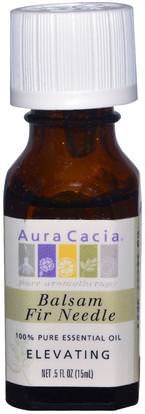 Aura Cacia, 100% Pure Essential Oil, Balsam Fir Needle, Elevating.5 fl oz (15 ml) ,حمام، الجمال، الزيوت العطرية الزيوت