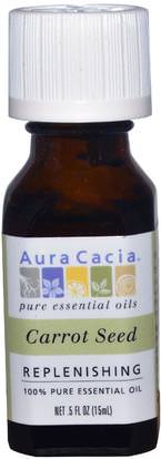 Aura Cacia, 100% Pure Essential Oil, Carrot Seed.5 fl oz (15 ml) ,حمام، الجمال، الزيوت العطرية الزيوت