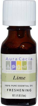 Aura Cacia, 100% Pure Essential Oil, Lime.5 fl oz (15 ml) ,حمام، الجمال، الزيوت العطرية الزيوت، زيت الجير
