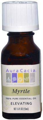 Aura Cacia, 100% Pure Essential Oil, Myrtle, Elevating.5 fl oz (15 ml) ,حمام، الجمال، الزيوت العطرية الزيوت