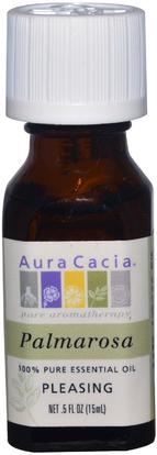 Aura Cacia, 100% Pure Essential Oil, Palmarosa.5 fl oz (15 ml) ,حمام، الجمال، الزيوت العطرية الزيوت، بالماروزا النفط