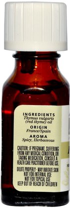 Aura Cacia, 100% Pure Essential Oil, Red Thyme, Purifying, 0.5 fl oz (15 ml) (Discontinued Item) ,حمام، الجمال، الزيوت العطرية الزيوت، زيت الزعتر