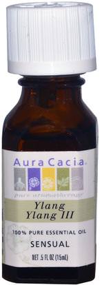 Aura Cacia, 100% Pure Essential Oil, Ylang Ylang III, Sensual.5 fl oz (15 ml) ,حمام، الجمال، الزيوت العطرية الزيوت، الإيلنغ النفط