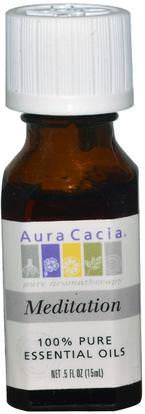 Aura Cacia, 100% Pure Essential Oils, Meditation, 0.5 fl oz (15 ml) ,حمام، الجمال، الزيوت العطرية الزيوت