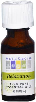 Aura Cacia, 100% Pure Essential Oils, Relaxation.5 fl oz (15 ml) ,حمام، الجمال، الزيوت العطرية الزيوت