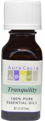 Aura Cacia, 100% Pure Essential Oils, Tranquility.5 fl oz (15 ml) ,حمام، الجمال، الزيوت العطرية الزيوت