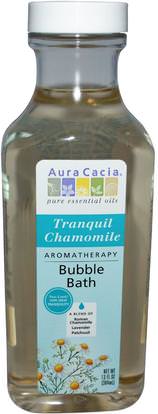 Aura Cacia, Aromatherapy Bubble Bath, Tranquil Chamomile, 13 fl oz (384 ml) ,حمام، الجمال، حمام الفقاعة
