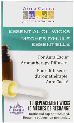 Aura Cacia, Aromatherapy Diffusers, Essential Oil Wicks, 10 Replacement Wicks ,حمام، الجمال، الزيوت العطرية الزيوت، الناشرون الهواء