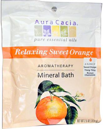 Aura Cacia, Aromatherapy Mineral Bath, Relaxing Sweet Orange, 2.5 oz (70.9 g) ,حمام، الجمال، أملاح الاستحمام