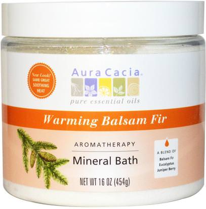 Aura Cacia, Aromatherapy Mineral Bath, Warming Balsam Fir, 16 oz (454 g) ,حمام، الجمال، أملاح الاستحمام