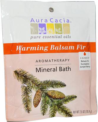 Aura Cacia, Aromatherapy Mineral Bath, Warming Balsam Fir, 2.5 oz (70.9 g) ,حمام، الجمال، أملاح الاستحمام