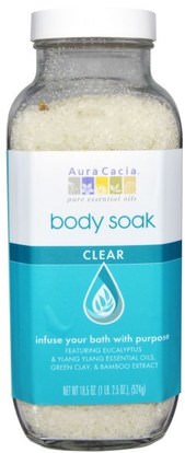 Aura Cacia, Body Soak, Clear, 18.5 oz (524 g) ,حمام، الجمال، أملاح الاستحمام