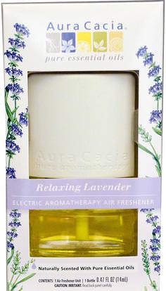 Aura Cacia, Electric Aromatherapy Air Freshener, Relaxing Lavender, 0.47 fl (14 ml) ,المنزل، معطرات الهواء مزيل الروائح، الزيوت العطرية الزيوت، الناشرون الهواء