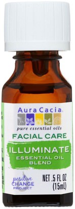 Aura Cacia, Facial Care, Essential Oil Blend, Illuminate.5 fl oz (15 ml) ,الجمال، العناية بالوجه، بشرة