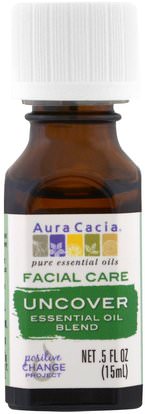 Aura Cacia, Facial Care, Essential Oil Blend, Uncover.5 fl oz (15 ml) ,الجمال، العناية بالوجه، بشرة