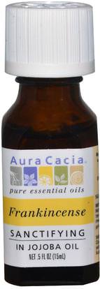 Aura Cacia, Frankincense, Sanctifying.5 fl oz (15 ml) ,حمام، الجمال، الزيوت العطرية الزيوت، اللبان النفط