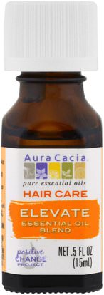 Aura Cacia, Hair Care, Essential Oil Blend, Elevate.5 fl oz (15 ml) ,حمام، الجمال، الشعر، فروة الرأس، الروائح الزيوت الأساسية