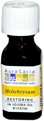 Aura Cacia, Helichrysum, Restoring.5 fl oz (15 ml) ,حمام، الجمال، الزيوت العطرية الزيوت