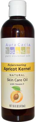 Aura Cacia, Natural Skin Care Oil, Rejuvenating Apricot Kernel, 16 fl oz (473 ml) ,الصحة، الجلد، زيت التدليك، زيت نواة المشمش