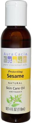 Aura Cacia, Natural Skin Care Oil, Protecting Sesame, 4 fl oz (118 ml) ,الصحة، الجلد، زيت التدليك