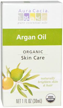 Aura Cacia, Organic, Argan Oil, 1 fl oz (30 ml) ,حمام، الجمال، أرجان، تجميل الوجه، كير