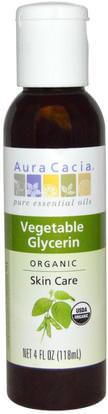 Aura Cacia, Organic, Skin Care, Vegetable Glycerin, 4 fl oz (118 ml) ,الجمال، العناية بالوجه، الغليسرين، شخص بليد