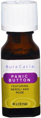 Aura Cacia, Panic Button.5 fl oz (15 ml) ,حمام، الجمال، الزيوت العطرية الزيوت