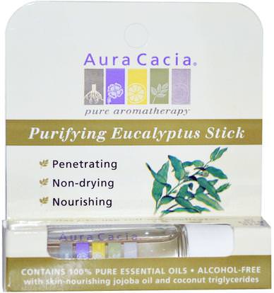 Aura Cacia, Purifying Eucalyptus Stick, Alcohol-Free, 0.29 fl oz (8.6 ml) ,حمام، الجمال، بخاخ العطر