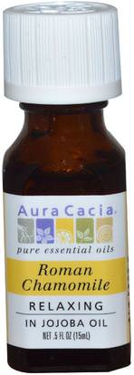 Aura Cacia, Roman Chamomile, Relaxing.5 fl oz (15 ml) ,حمام، الجمال، الزيوت العطرية الزيوت، زيت البابونج