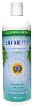 Auromere, Ayurvedic Shampoo, Aloe Vera - Neem, 16 fl oz (473 ml) ,حمام، الجمال، الشامبو، الشعر، فروة الرأس، مكيف