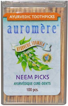 Auromere, Ayurvedic Toothpicks, Neem Picks, 100 Pieces ,حمام، الجمال، عن طريق الفم، الأسنان، كير