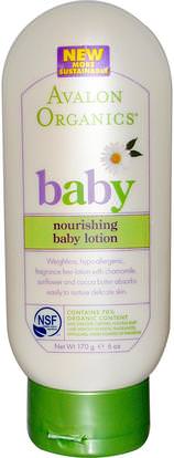 Avalon Organics, Baby, Nourishing Baby Lotion, Fragrance Free, 6 oz (170 g) ,حمام، الجمال، غسول الجسم، إمرأة، لوسيون