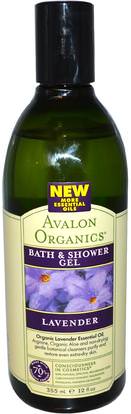 Avalon Organics, Bath & Shower Gel, Lavender, 12 fl oz (355 ml) ,حمام، الجمال، هلام الاستحمام