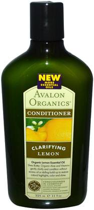 Avalon Organics, Conditioner, Clarifying, Lemon, 11 fl oz (325 ml) ,حمام، الجمال، زبدة الشيا، مكيفات