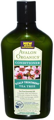 Avalon Organics, Conditioner, Scalp Treatment, Tea Tree, 11 oz (312 g) ,حمام، الجمال، الشعر، فروة الرأس، مكيفات