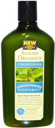 Avalon Organics, Conditioner, Strengthening, Peppermint, 11 fl oz (325 ml) ,حمام، الجمال، مكيفات، الشعر، فروة الرأس، الشامبو، مكيف
