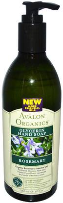 Avalon Organics, Glycerin Hand Soap, Rosemary, 12 fl oz (355 ml) ,حمام، الجمال، الصابون