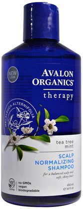 Avalon Organics, Scalp Normalizing Shampoo, Tea Tree Mint Therapy, 14 fl oz (414 ml) ,Herb-sa