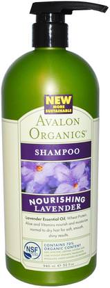 Avalon Organics, Shampoo, Nourishing, Lavender, 32 fl oz (946 ml) ,Herb-sa