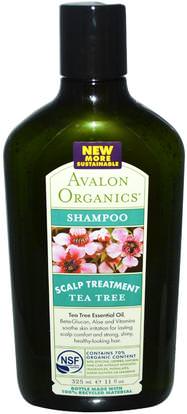 Avalon Organics, Shampoo, Scalp Treatment, Tea Tree, 11 fl oz (325 ml) ,حمام، الجمال، الشامبو، الشعر، علاجات فروة الرأس