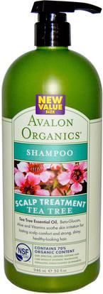 Avalon Organics, Shampoo, Scalp Treatment, Tea Tree, 32 fl oz (946 ml) ,Herb-sa