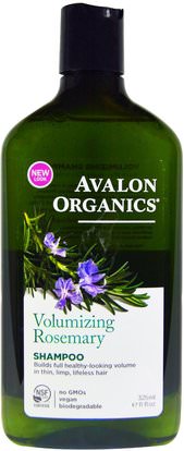 Avalon Organics, Shampoo, Volumizing, Rosemary, 11 fl oz (325 ml) ,حمام، الجمال، الشامبو، الشعر، فروة الرأس، مكيف