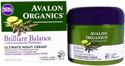 Avalon Organics, Ultimate Night Cream, 2 oz (57 g) ,الجمال، العناية بالوجه، الكريمات المستحضرات، الأمصال، الصحة، الجلد، الكريمات الليلية
