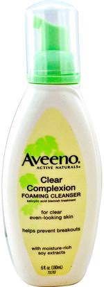 Aveeno, Active Naturals, Clear Complexion Foaming Cleanser, 6 fl oz (180 ml) ,الجمال، حمض الساليسيليك، العناية بالوجه