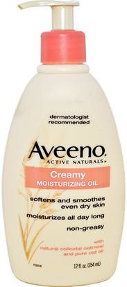 Aveeno, Active Naturals, Creamy Moisturizing Oil, 12 fl oz (354 ml) ,الصحة، الجلد، الجسم، زيت التدليك