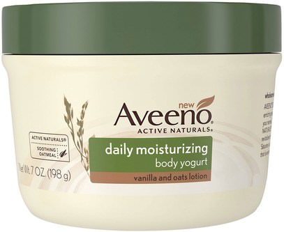Aveeno, Active Naturals, Daily Moisturizing Body Yogurt, Vanilla and Oats Lotion, 7 oz (198 g) ,والصحة، والجلد، والزبدة الجسم