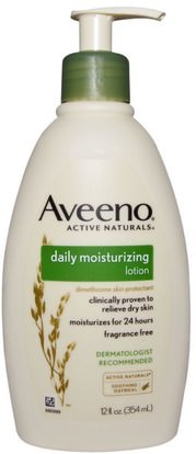 Aveeno, Active Naturals, Daily Moisturizing Lotion, Fragrance Free, 12 fl oz (354 ml) ,الجسم، الترطيب اليومي