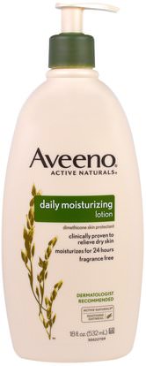 Aveeno, Active Naturals, Daily Moisturizing Lotion, Fragrance Free, 18 fl oz (532 ml) ,الجسم، الترطيب اليومي